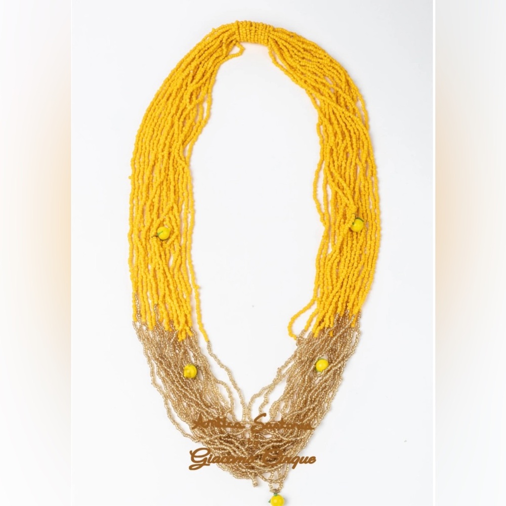 Antica Sartoria Beaded Necklace in Lemon Gold and yellow NWT Gorgeous